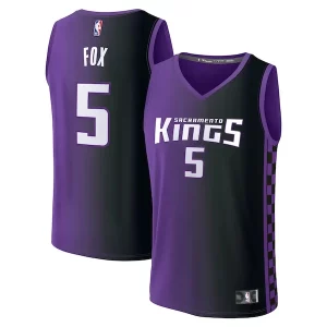 Robusto De'Aaron Fox Sacramento Kings Fast Break Replica Player Jersey Statement Edition Purple per gli appassionati