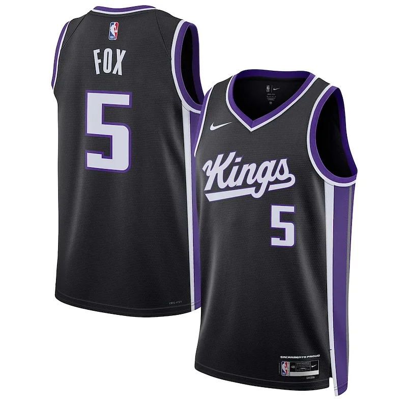Robusto Prestigioso De'Aaron Fox Sacramento Kings Nike Unisex Swingman Jersey Association Edition Black per gli appassionati