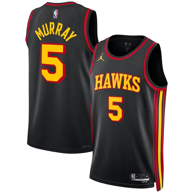 Attraente Dejounte Murray Atlanta Hawks Jordan Brand Unisex Swingman Jersey Statement Edition Black per gli appassionati