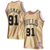Stupendo Bellissimo Carino Dennis Rodman Chicago Bulls 75th Anniversary 1997/98 Hardwood Classics Swingman Jersey Gold per gli appassionati