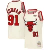 Pratico Robusto Splendido Dennis Rodman Chicago Bulls Chainstitch Swingman Jersey Cream per gli appassionati