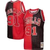 Sofisticato Elegante Dennis Rodman Chicago Bulls Hardwood Classics 1995/96 Split Swingman Jersey Red/Black per gli appassionati