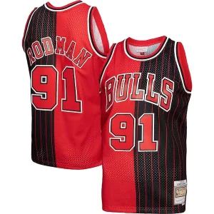 Sofisticato Elegante Dennis Rodman Chicago Bulls Hardwood Classics 1995/96 Split Swingman Jersey Red/Black per gli appassionati