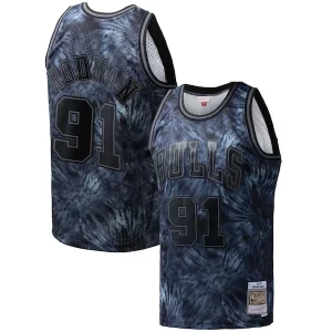 Fantastico Accattivante Dennis Rodman Chicago Bulls Hardwood Classics 1995/96 Tie Dye Swingman Jersey Black per gli appassionati
