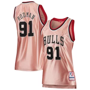 Moderno Dennis Rodman Chicago Bulls Women's 75th Anniversary Rose Gold 1997 Swingman Jersey Pink per gli appassionati