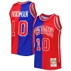 Robusto Dennis Rodman Detroit Pistons Hardwood Classics 1988/89 Split Swingman Jersey Blue/Red per gli appassionati