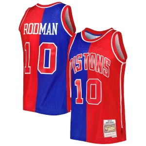 Robusto Dennis Rodman Detroit Pistons Hardwood Classics 1988/89 Split Swingman Jersey Blue/Red per gli appassionati
