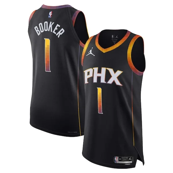 Resistente Incantevole Devin Booker Phoenix Suns Jordan Brand Authentic Player Jersey Statement Edition Black per gli appassionati