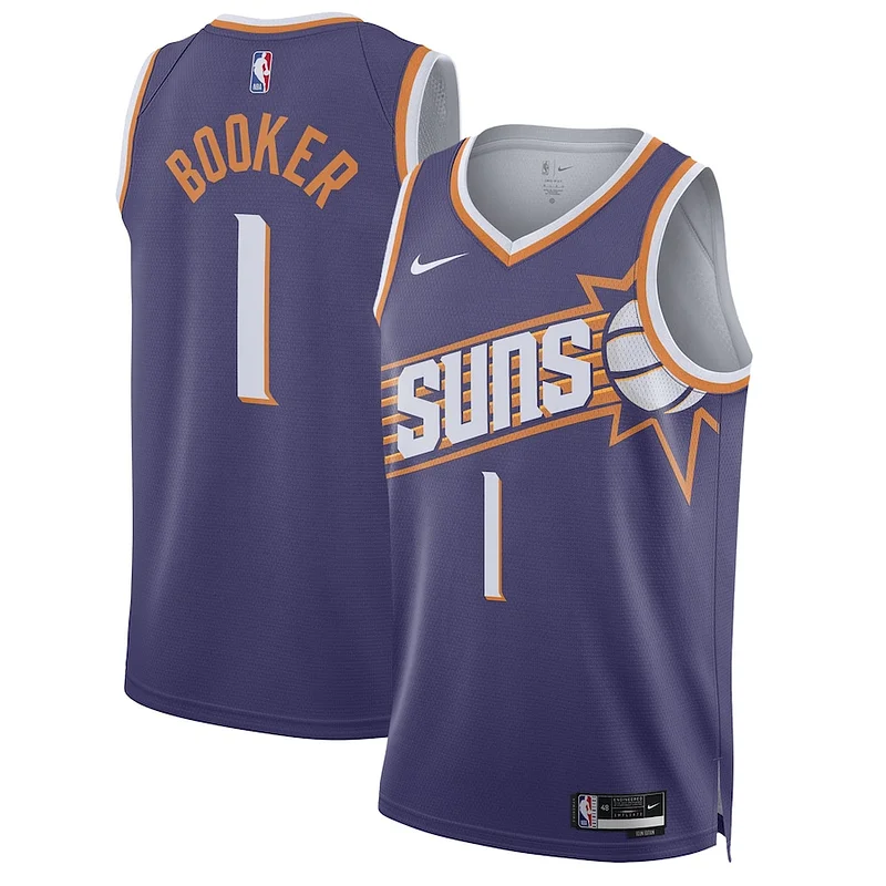Fantastico Devin Booker Phoenix Suns Nike Unisex Swingman Jersey Association Edition Purple per gli appassionati