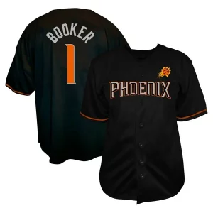Duraturo Fantastico Devin Booker Phoenix Suns Profile Big & Tall Name & Number Button Up Jersey Black per gli appassionati