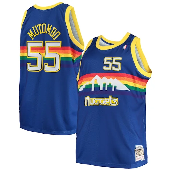 Versatile Dikembe Mutombo Denver Nuggets 1991/92 Big & Tall Hardwood Classics Swingman Jersey Royal per gli appassionati
