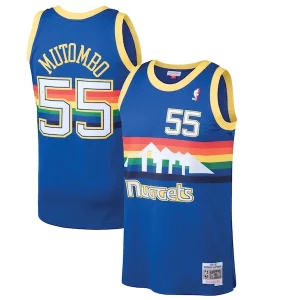 Ottimo Classico Dikembe Mutombo Denver Nuggets 1991/92 Hardwood Classics Swingman Jersey Blue per gli appassionati