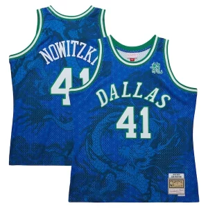 Incantevole Sofisticato Fantastico Dirk Nowitzki Dallas Mavericks 1998 2019 Hardwood Classics Asian Heritage 6.0 Swingman Throwback Player Jersey Blue per gli appassionati