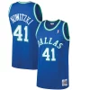 Splendido Moderno Dirk Nowitzki Dallas Mavericks 1998/99 Hardwood Classics Swingman Jersey Blue per gli appassionati