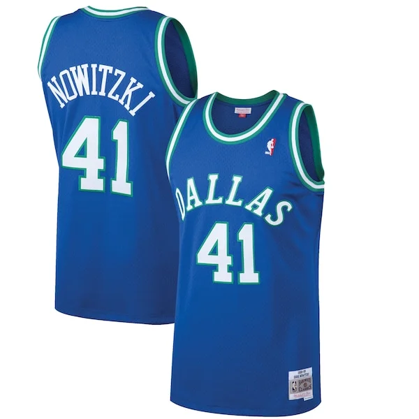 Splendido Moderno Dirk Nowitzki Dallas Mavericks 1998/99 Hardwood Classics Swingman Jersey Blue per gli appassionati