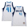 Raffinato Dirk Nowitzki Dallas Mavericks 2010/11 Hardwood Classics Swingman Jersey White per gli appassionati