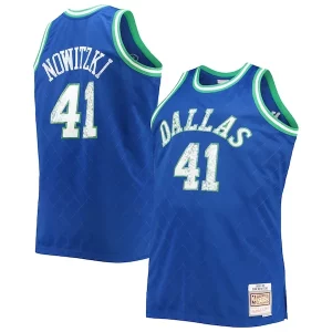 Gorgeous Moderno Incantevole Dirk Nowitzki Dallas Mavericks Big & Tall 1998/99 NBA 75th Anniversary Diamond Swingman Jersey Blue per gli appassionati