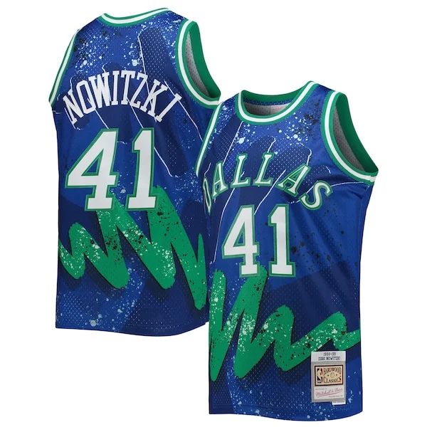 Moderno Carino Trendy Dirk Nowitzki Dallas Mavericks Hardwood Classics 1998/99 Hyper Hoops Swingman Jersey Blue per gli appassionati