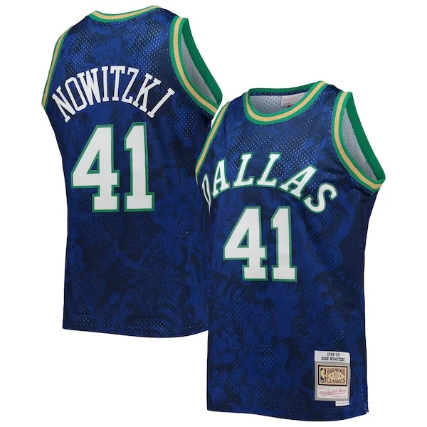 Lussuoso Carino Comodo Dirk Nowitzki Dallas Mavericks Hardwood Classics 1998/99 Lunar New Year Swingman Jersey Blue per gli appassionati
