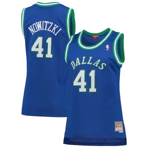 Splendido Dirk Nowitzki Dallas Mavericks Women's Hardwood Classics Swingman Jersey Blue per gli appassionati