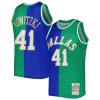 Comodo Dirk Nowitzki Dirk Nowitzki Hardwood Classics 1998/2019 Split Swingman Jersey Blue/Green per gli appassionati