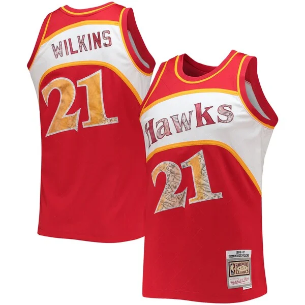 Versatile Splendido Dominique Wilkins Atlanta Hawks 1986/87 Hardwood Classics NBA 75th Anniversary Diamond Swingman Jersey Red per gli appassionati
