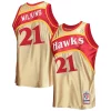 Classico Dominique Wilkins Atlanta Hawks 75th Anniversary 1986/87 Hardwood Classics Swingman Jersey Gold per gli appassionati