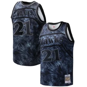 Elegante Magnifico Dominique Wilkins Atlanta Hawks Hardwood Classics 1986/87 Tie Dye Swingman Jersey Black per gli appassionati