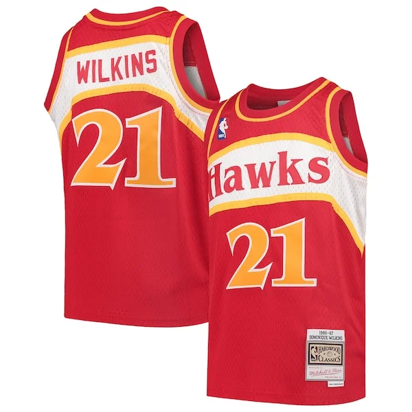 Bellissimo Carino Ottimo Dominique Wilkins Atlanta Hawks Youth 1986/87 Hardwood Classics Swingman Throwback Jersey Red per gli appassionati