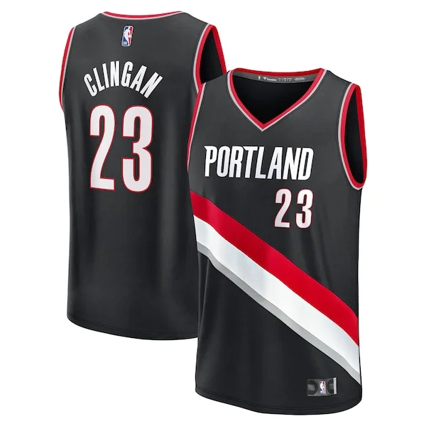 Duraturo Pratico Donovan Clingan Portland Trail Blazers 2024 NBA Draft Fast Break Player Jersey Icon Edition Black per gli appassionati