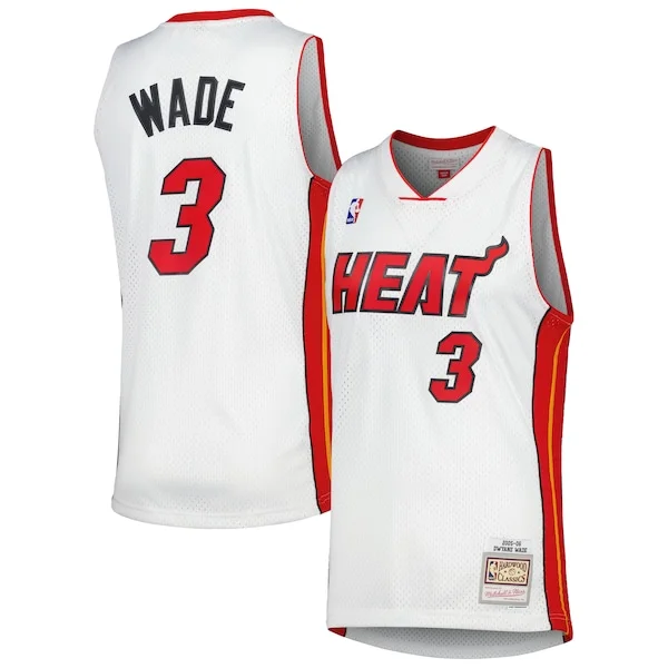 Splendido Carino Eccezionale Dwyane Wade Miami Heat 2001/02 Hardwood Classics Swingman Jersey White per gli appassionati
