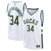 Fascinante Giannis Antetokounmpo Milwaukee Bucks Fast Break Replica Player Jersey Association Edition White per gli appassionati