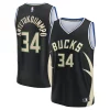Prestigioso Giannis Antetokounmpo Milwaukee Bucks Fast Break Replica Player Jersey Statement Edition Black per gli appassionati