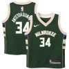 Prestigioso Giannis Antetokounmpo Milwaukee Bucks Nike Preschool Swingman Player Jersey Icon Edition Hunter Green per gli appassionati