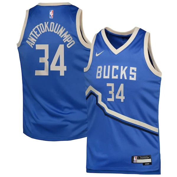 Meraviglioso Fascinante Incantevole Giannis Antetokounmpo Milwaukee Bucks Nike Youth 2024/25 Swingman Player Jersey City Edition Royal per gli appassionati
