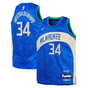 Magnifico Giannis Antetokounmpo Milwaukee Bucks Nike Youth Swingman Replica Jersey City Edition Royal per gli appassionati