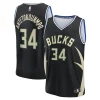 Attraente Bellissimo Giannis Antetokounmpo Milwaukee Bucks Youth Fast Break Replica Player Jersey Statement Edition Black per gli appassionati