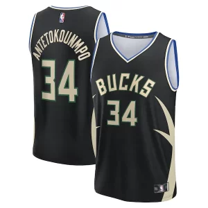 Attraente Bellissimo Giannis Antetokounmpo Milwaukee Bucks Youth Fast Break Replica Player Jersey Statement Edition Black per gli appassionati