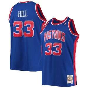 Trendy Ottimo Cool Grant Hill Detroit Pistons 1995/96 Big & Tall Hardwood Classics Swingman Jersey Blue per gli appassionati