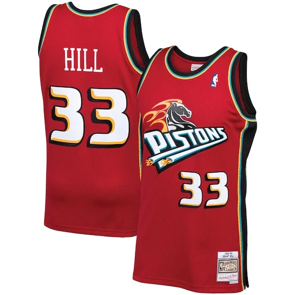 Prestigioso Sofisticato Attraente Grant Hill Detroit Pistons 1999/00 Hardwood Classics Swingman Jersey Red per gli appassionati
