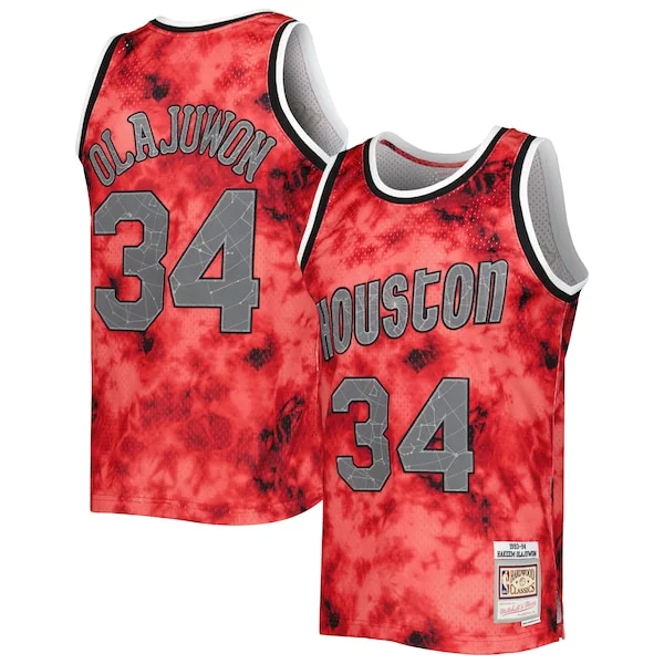 Delizioso Resistente Meraviglioso Hakeem Olajuwon Houston Rockets 1993/94 Galaxy Swingman Jersey Red per gli appassionati