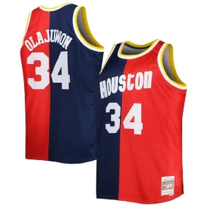 Pratico Stupendo Hakeem Olajuwon Houston Rockets Big & Tall Hardwood Classics 1993/94 Split Swingman Jersey Navy/Red per gli appassionati