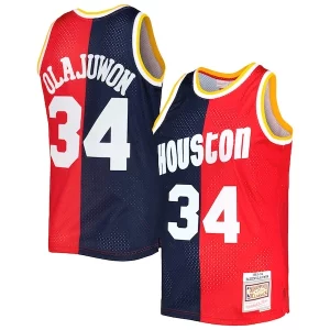 Meraviglioso Accattivante Hakeem Olajuwon Houston Rockets Hardwood Classics 1993/94 Split Swingman Jersey Navy/Red per gli appassionati