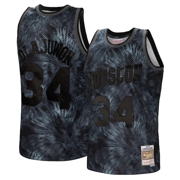 Fantastico Sofisticato Robusto Hakeem Olajuwon Houston Rockets Hardwood Classics 1993/94 Tie Dye Swingman Jersey Black per gli appassionati