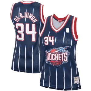 Fantastico Attraente Accattivante Hakeem Olajuwon Houston Rockets Women's Hardwood Classics Swingman Jersey Navy/Red per gli appassionati