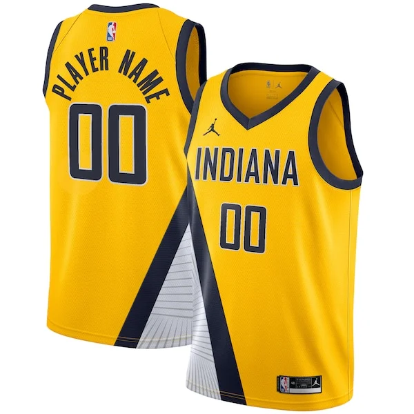 Resistente Magnifico Comodo Indiana Pacers Jordan Brand Swingman Custom Jersey Statement Edition Gold per gli appassionati