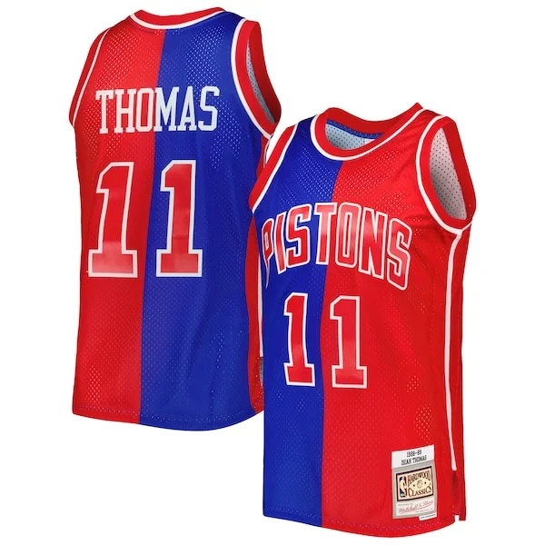 Elegante Meraviglioso Comodo Isiah Thomas Isiah Thomas Hardwood Classics 1988/89 Split Swingman Jersey Blue/Red per gli appassionati