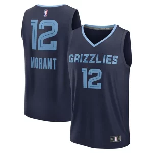 Stupendo Ja Morant Memphis Grizzlies Fast Break Replica Player Jersey Icon Edition Navy per gli appassionati