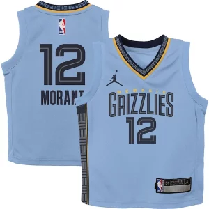 Attraente Splendido Prestigioso Ja Morant Memphis Grizzlies Jordan Brand Preschool 2022/23 Statement Edition Jersey Light Blue per gli appassionati