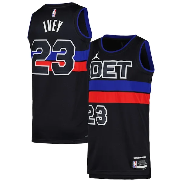 Versatile Jaden Ivey Detroit Pistons Jordan Brand Unisex Swingman Jersey Statement Edition Black per gli appassionati